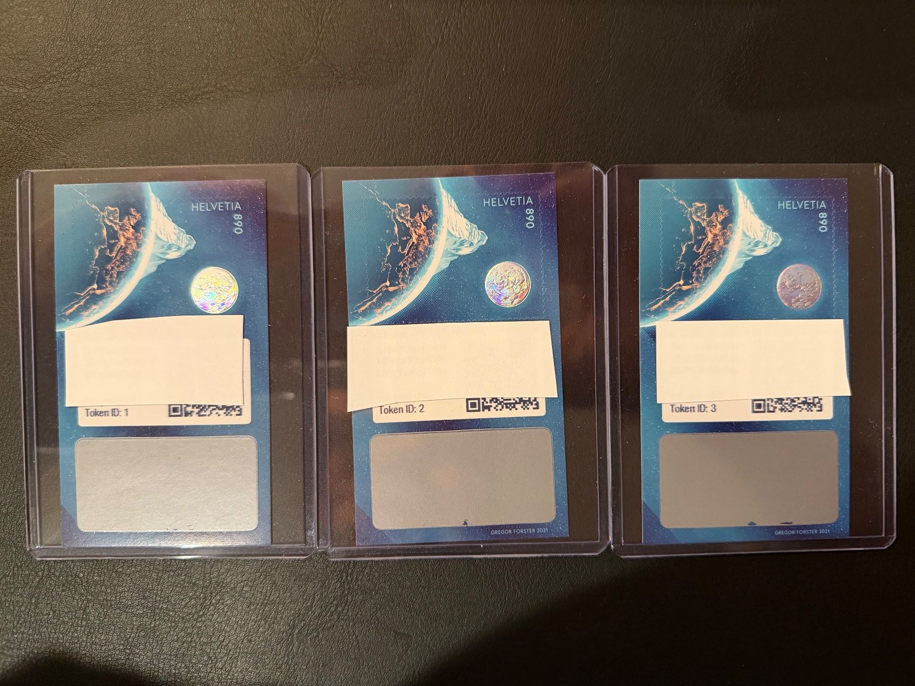 Tutti i francobolli: Swiss Crypto Stamp 1.0 Set ID1 + ID2 + ID3 – Nuovo (secondo la descrizione) da Diepoldsau venduto da Accord75