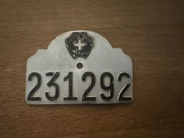 Altes Schild Velo Wache Zürich Velonummer 231292