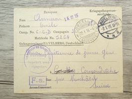 TR66 Enveloppe + Timbre Suisse 1916