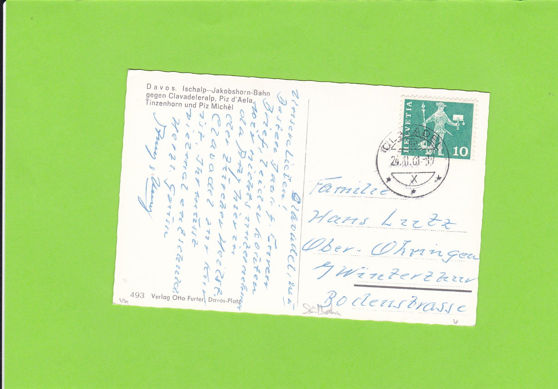 Cartoline postali: Davos-Ischalp-Jakobshorn-.Bahn – Usato da St. Peterzell venduto da neckertal 1