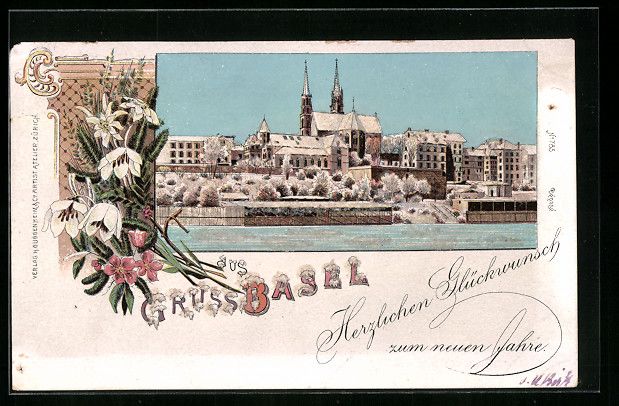 Ansichtskarten: Winter-Lithographie Basel, Blick auf M – Gebraucht aus Berlin von bartko-reher