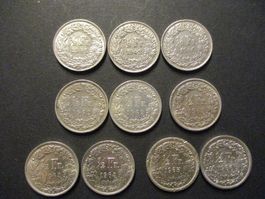 10 x 50 Rp  1942-3-6-62-2-3-4-4-5-6 Superbes pièces