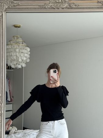 Black Puff-Sleeve Top - Size S