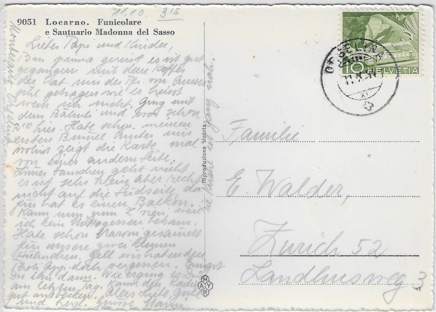 Cartes postales: Locarno - Funicolare e Santuario – Antique à Ettingen par Kartenplanet 1