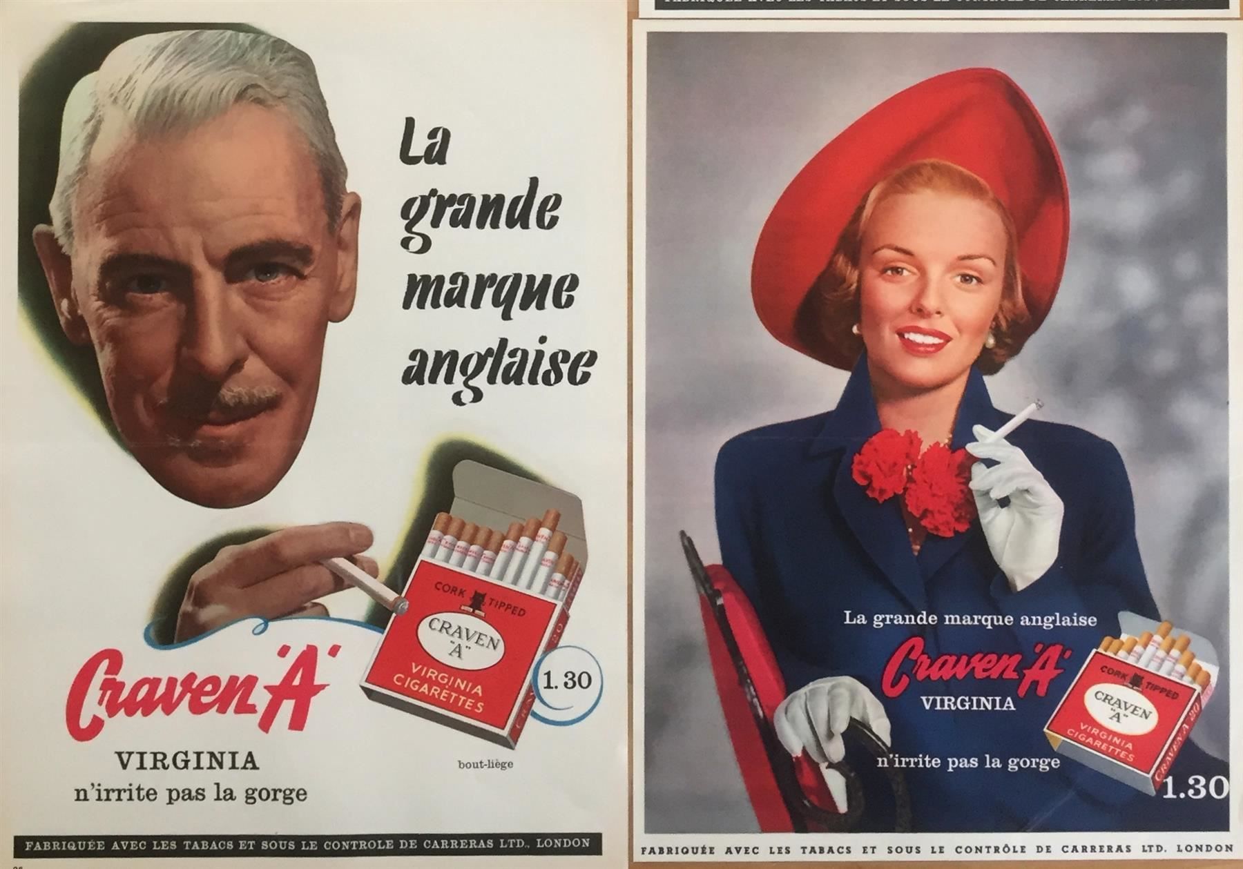 Foto & Immagini: Craven "A" Cigarettes - 4 alte Werbungen/Publicitéss 1950/58 – Usato da Savagnier venduto da Ne2065 3