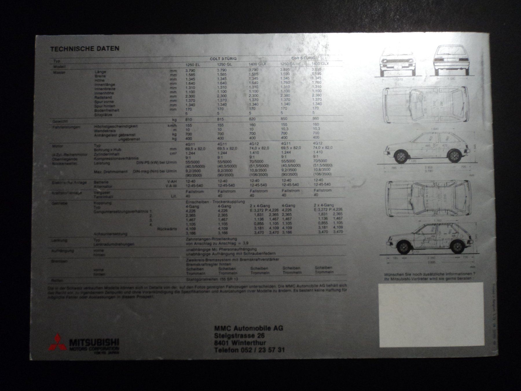 Mitsubishi Dokumente: Prospekt Mitsubishi Colt 1979 – Gebraucht aus Schwarzenburg von modelCARama 9