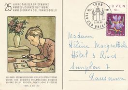 Offiz. Karte vom Tag der Briefmarke 1961 in Thun mit PJ-Fran