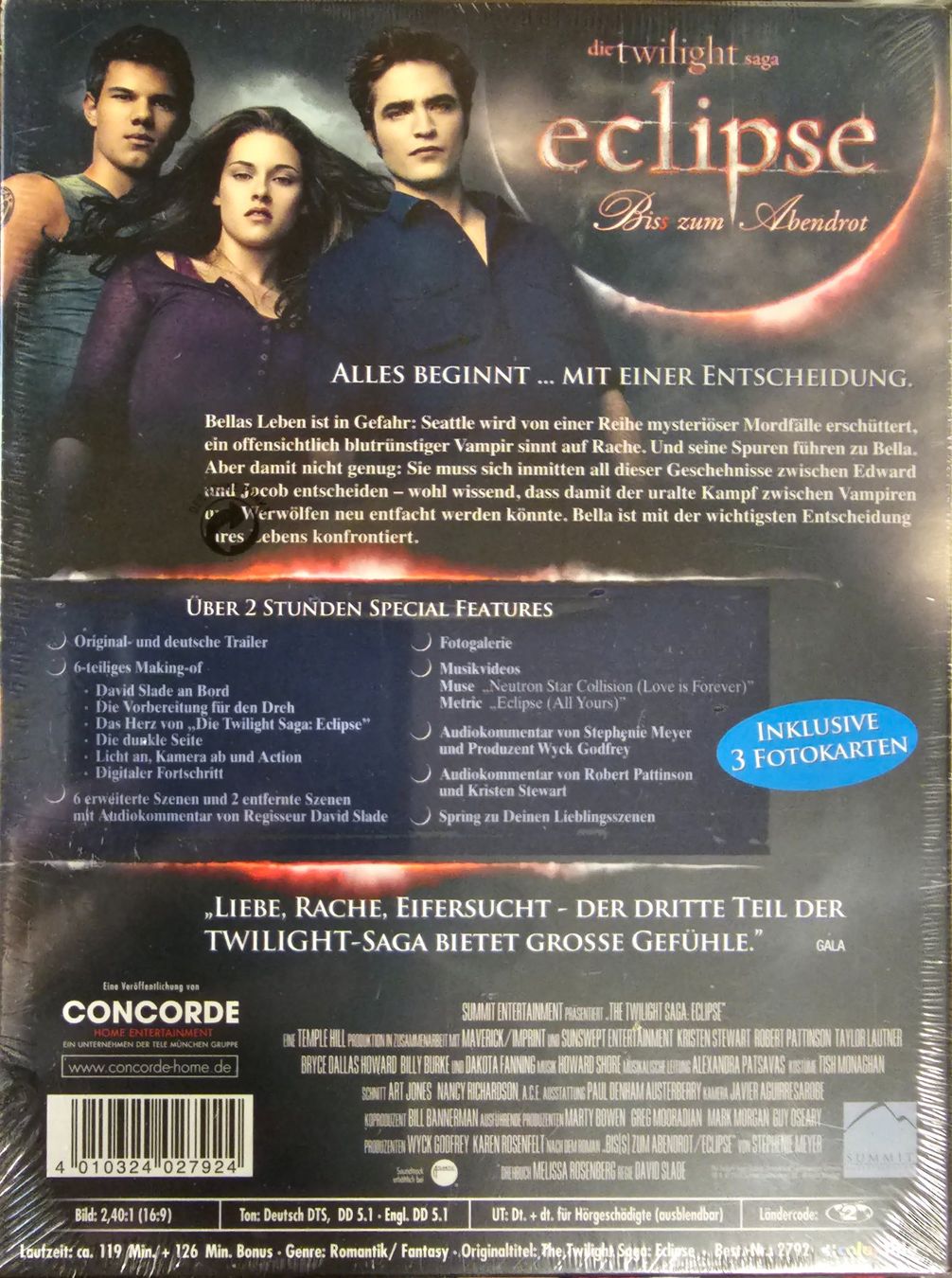 Tutti i DVDs: Die Twilight Saga - Eclipse - Biss zum Abendrot – Nuovo e nell'imballaggio originale da Wahlen b. Laufen venduto da Cg10 1