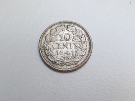 🇳🇱 Netherlands 25 Cents 1941 Wilhelmina Silver