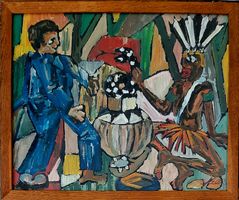 Gouache Gemälde expressionistisch signiert