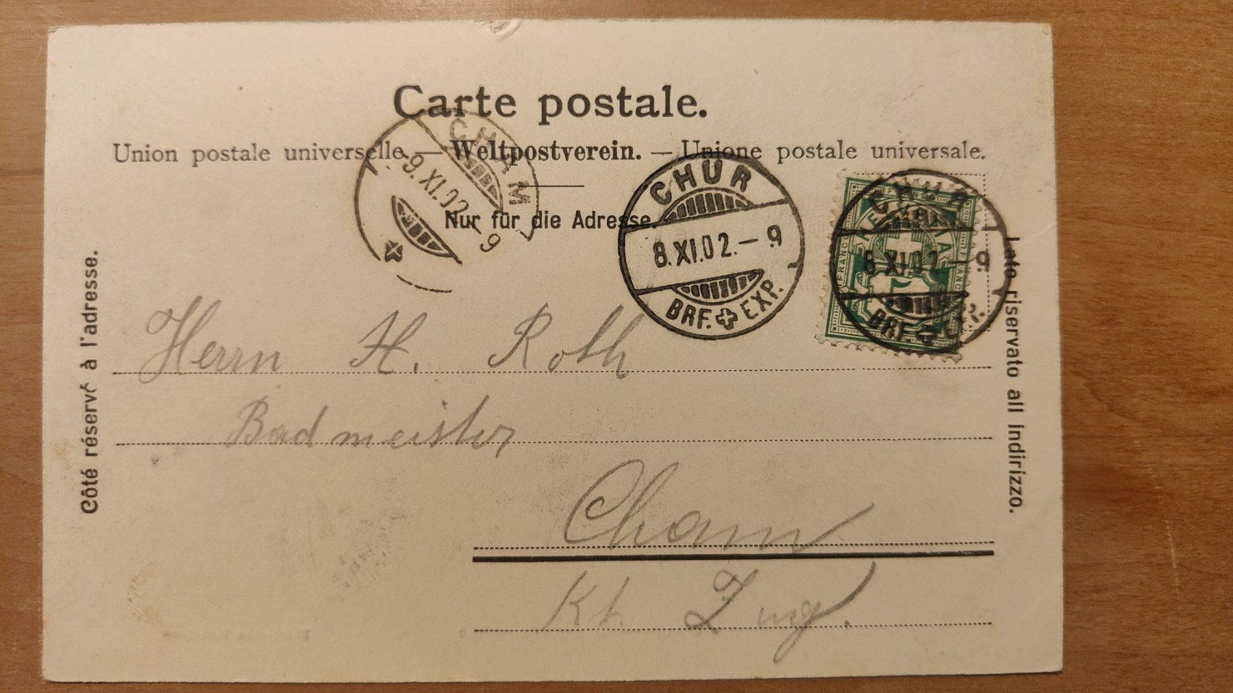 Cartoline postali: Chur Malixerstrasse mit Postkutsche um 1900 – Usato da St. Erhard venduto da Chaeferli6 1