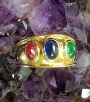 Atelier DESIGNER RING Saphir/Rubin/Smaragt 750er GG  TOP!