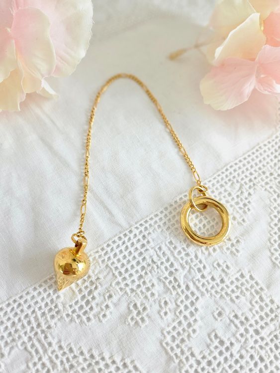 Tnfeeon Spirituelles Pendel Aus Metall | Gold, 42x22 Mm, 7" Kette – Für Wahrsagerei, Chakra-Arbeit & Meditation
