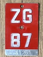 ZG 87 - VELONUMMER - FAHRRADSCHILD - PLAQUE DE VELO - ZG 87