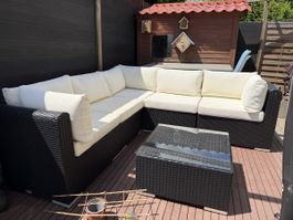 Garten Lounge Set mit Tisch, Polyrattan, für Sommer ☀️!