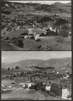 2 x Menzingen Zug ZG Flugaufnahme SWISSAIR Dorf Ansicht +++