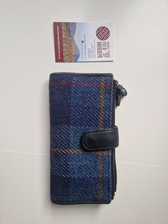 Porte-Monnaie Mini Trousse Maquillage Harris Tweed Rouge à Lèvres - Pochette Zippée Élégante Bleu Rose Plaid Artistique - Homme & Femme