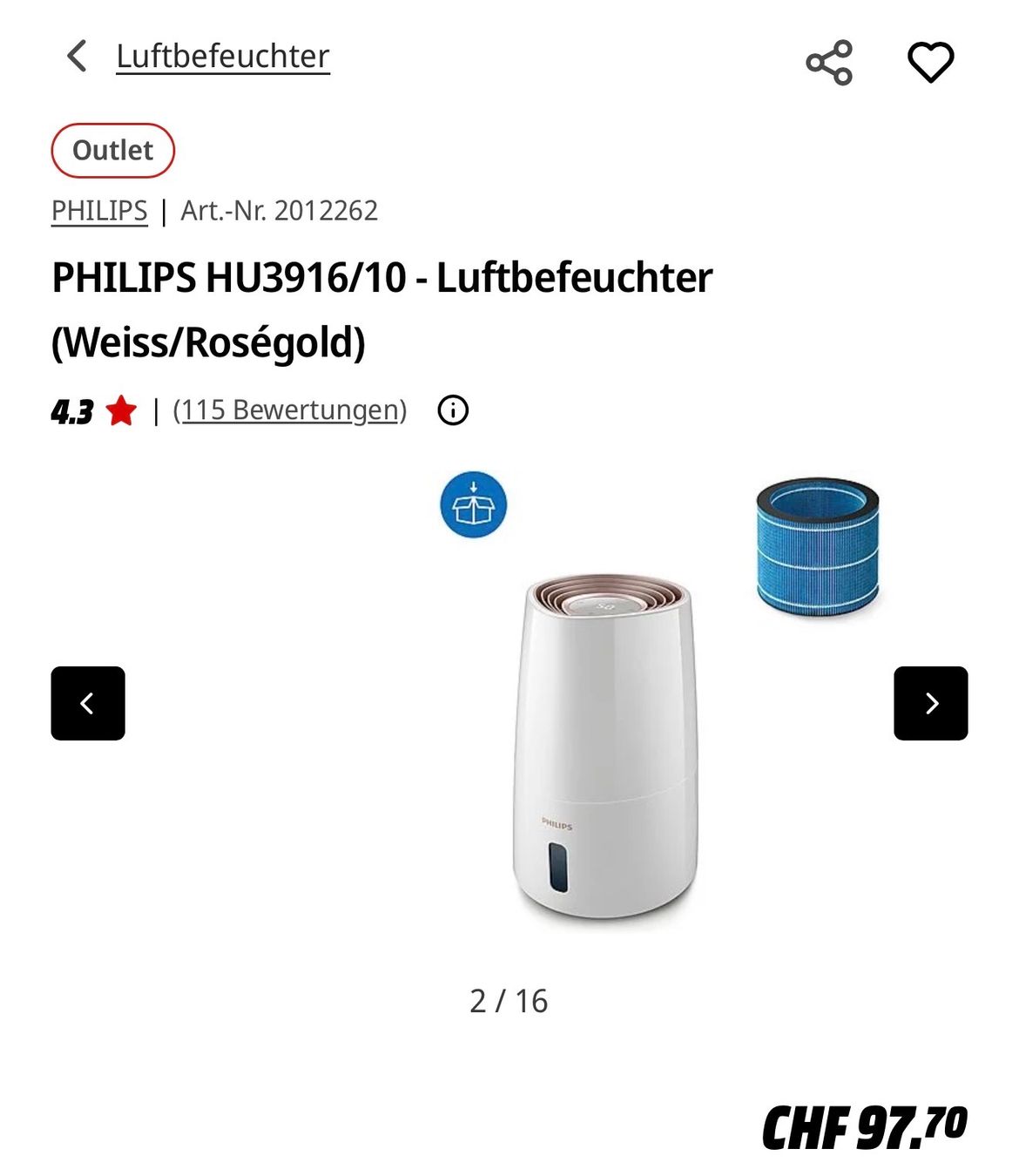 Philips Umidificatori d'aria: Philips Luftbefeuchter mit Filter funktionstüchtig guter ... – Usato da Waldenburg venduto da Gile35 3