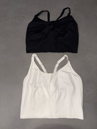 Damen Sport BHs Set, Schwarz und Weiss, Grösse M