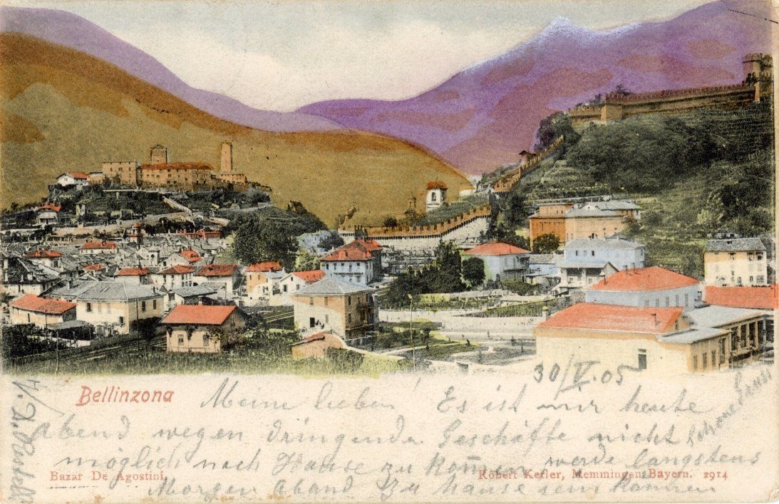 Cartoline postali: Bellinzona  TI         um 1905 – Usato da Brig venduto da Valcards54