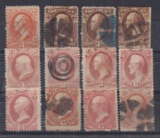 USA: 12 Dienstmarken gestempelt + (*)