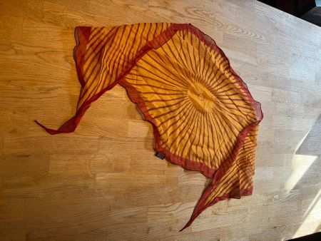 Vintage Hermès Plissé Scarf – 100% Silk, Orange/Red