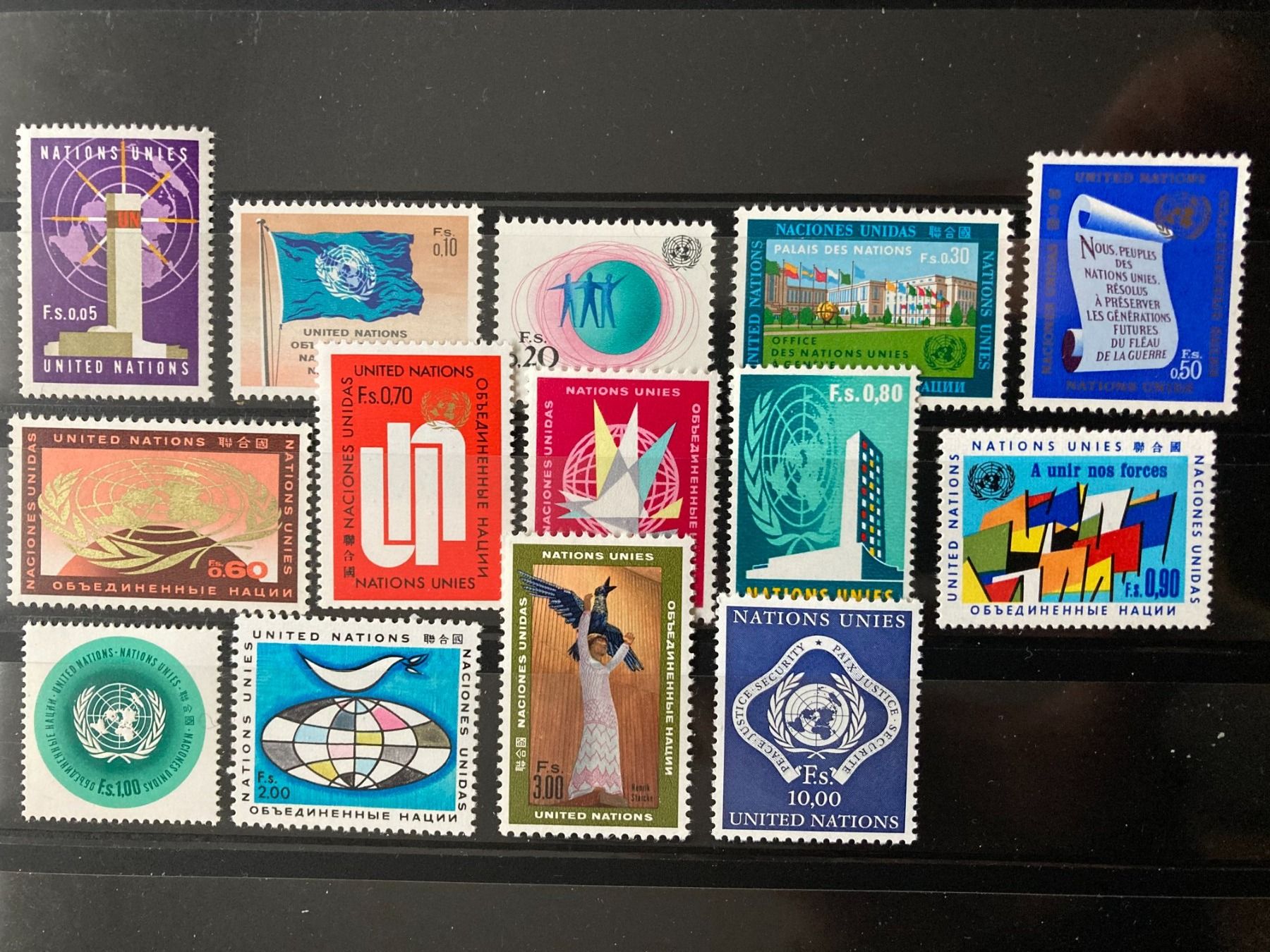 Alle Briefmarken: UNO Genf 1969/70 Satz Freimarken postfrisch – Neu (gemäss Beschreibung) aus Liestal von schnueps