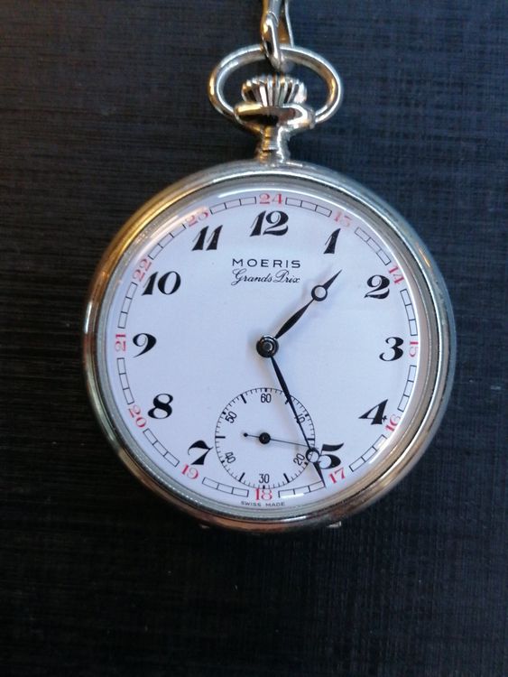 Bracelet De Montre Vintage En Cuir Noir Moeris - Largeur 16 Mm - Ancien Stock, Occasion