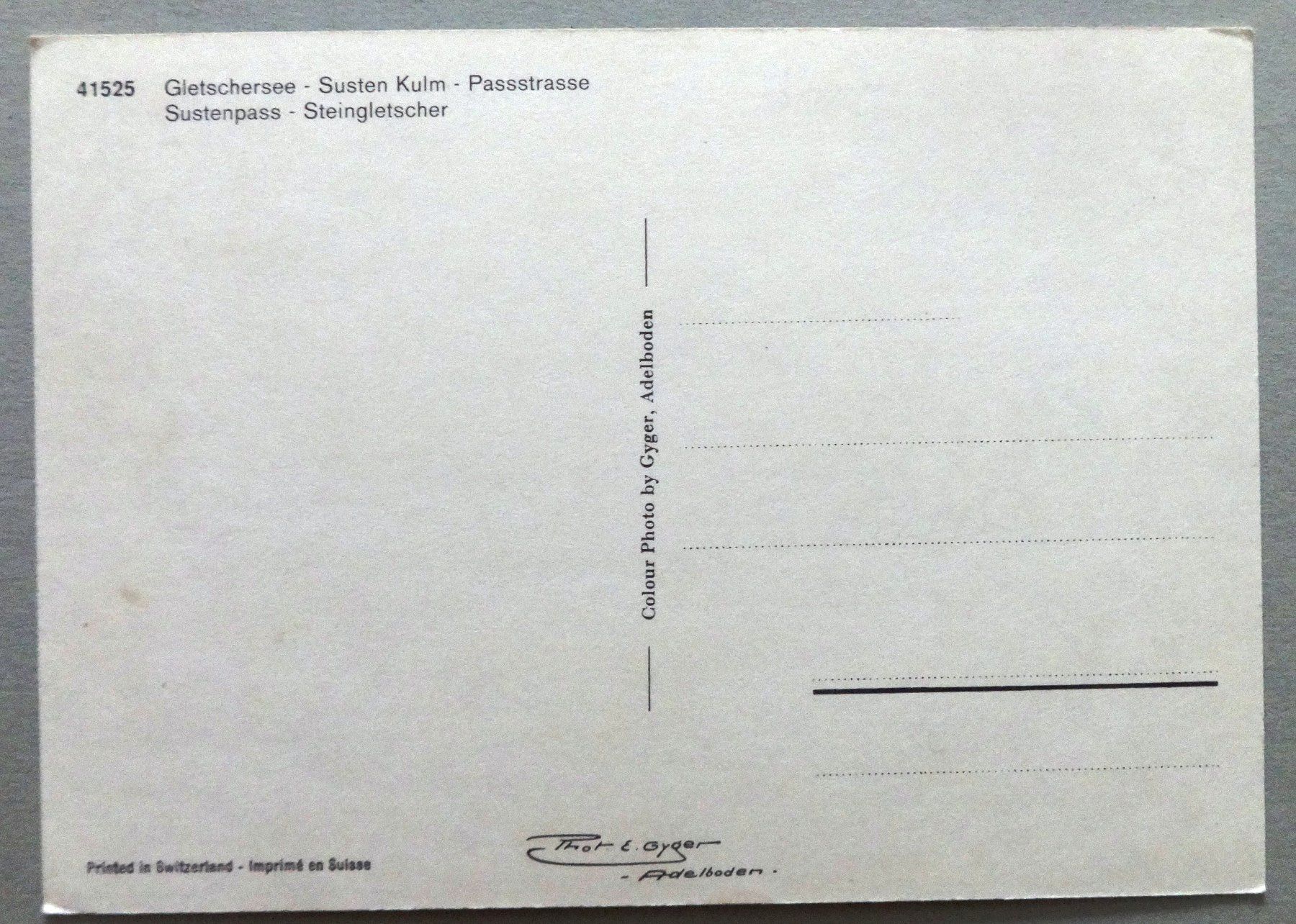 Cartoline postali: Sustenpass 2262 m – Usato da Fétigny venduto da Billy2miny 1