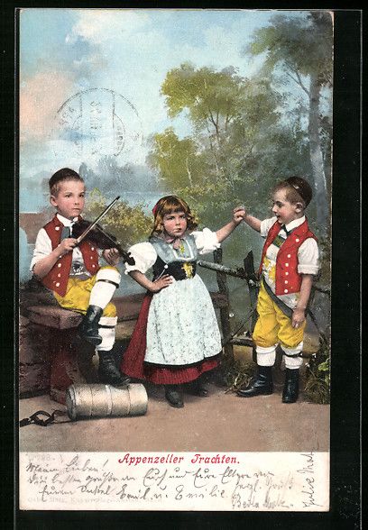 Cartoline postali: Schweizer Kinder in Appenzellertracht mi – Usato da Berlin venduto da bartko-reher