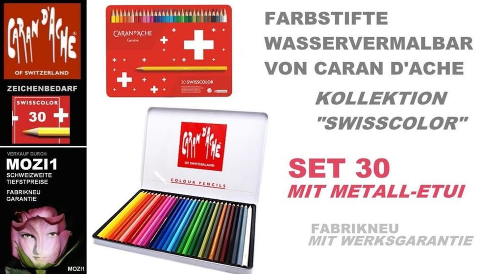 Caran D'ache Swisscolor Aquarelle Water-Soluble Coloured Pencils Assorted Colours Set of 12 | Cass Art