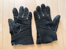 Lammfell Handschuhe mit Wildleder Gr.M (7-8)