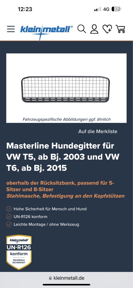 Altro: VW T6 Trenngitter / Hundegitter – Usato da Sempach venduto da Bagira4