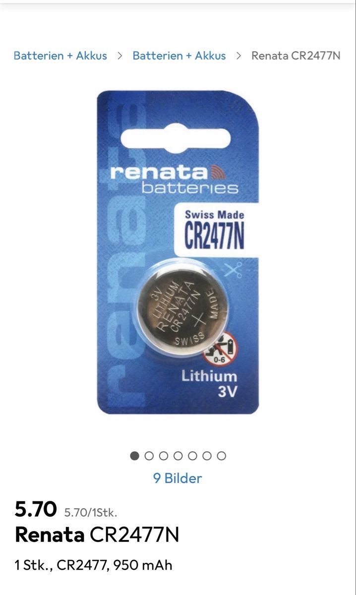 Caricatori & Batterie: 30 Stück Renata CR2477N Lithium - Neu und Original! – Nuovo e nell'imballaggio originale da Alt St. Johann venduto da nexus07
