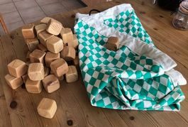 Plots artisanaux-bois naturel+sac rangement
