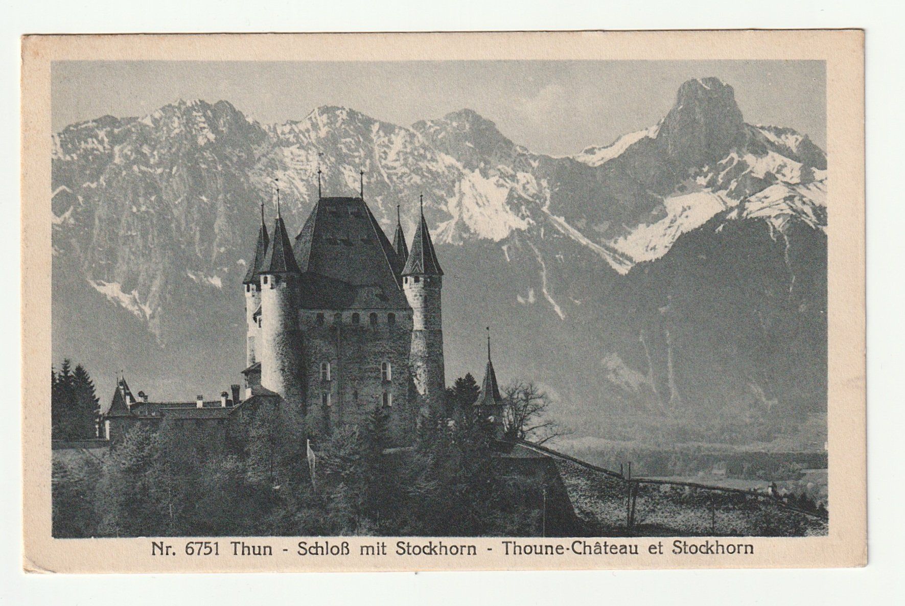Ansichtskarten: Postkarte 1926 Thun - Schloss mit Stockhorn, Bern – Gebraucht aus St. Gallen von Ricardo_Deals