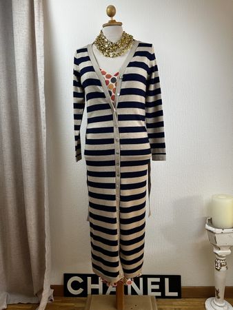 Cardigan long femme rayé bleu et beige taille M état neuf
