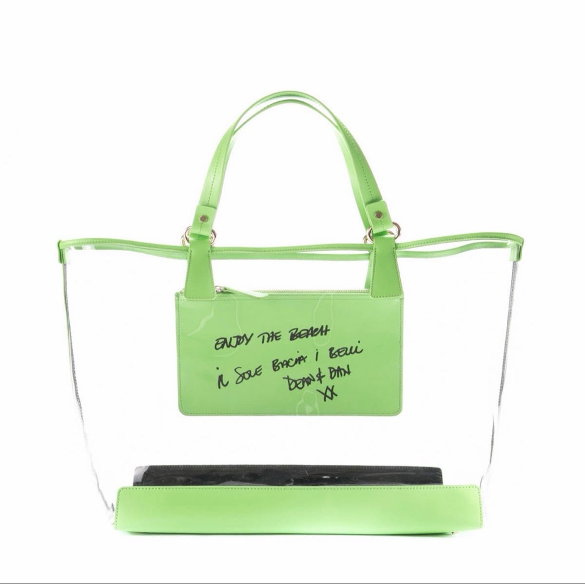 Dsquared2 Borse: Borsa shopper Dsquared2 trasparente verde con pochette – Nuovo (secondo la descrizione) da Dino venduto da Robtherabbit 1