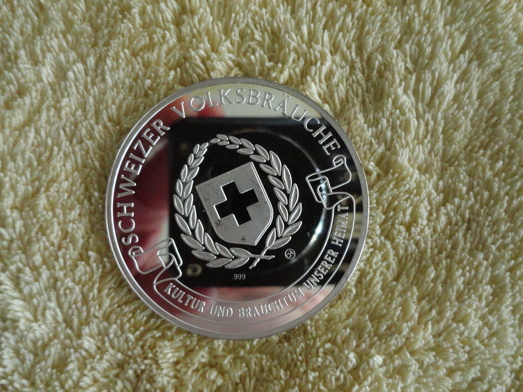 Medaillen: Silbermedaille "Schweizer Volksbräuche" - Hornussen – Gebraucht aus Gerlafingen von Shiva_74 1