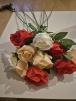 Rosenbouquet, künstlich, rot, creme, weiss,
