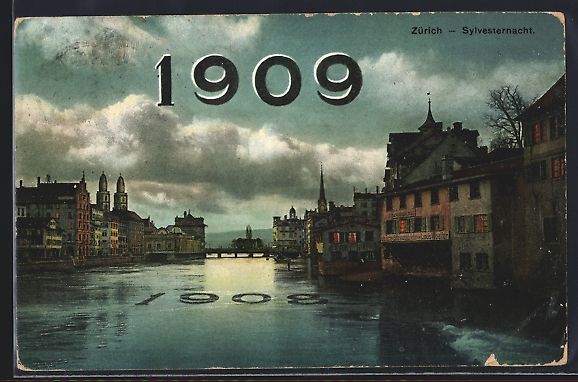 Cartes postales: AK Zürich, Sylvesternach 1908 nach 1909 – D'occasion à Berlin par bartko-reher