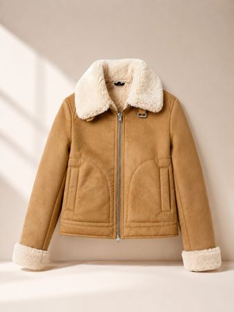H&M Teddyjacke Winterjacke Braun Vintage Retro Jacket XS
