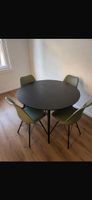 Round Dining Table with 4 Chairs Black Green 4 Persons