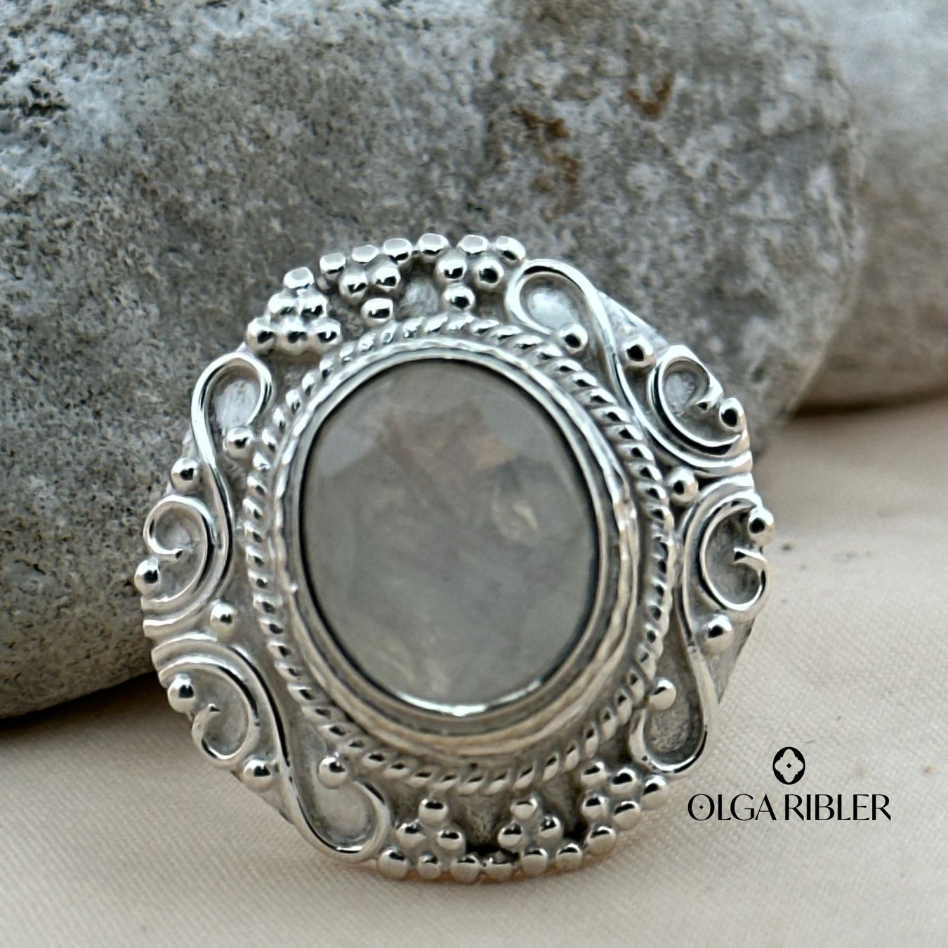 Olga Ribler Anelli: Mondstein Ring Sterling Silber 28 Gramm Ringgrösse 59 – Nuovo (secondo la descrizione) da Luzern venduto da Schmuckoutlet 3