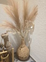 Deko Flecht Vase mit Dekopflanze Beige