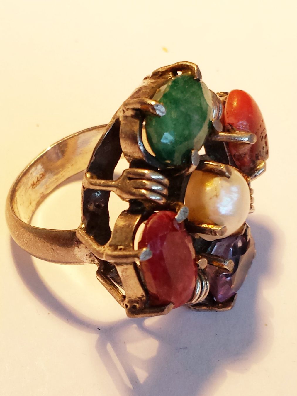 Anelli: Ring mit Edelsteinen und Perle 925 Silber – Nuovo (secondo la descrizione) da Zürich venduto da benedikt12 3