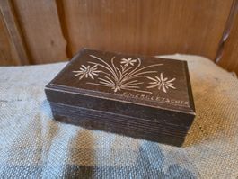 Vintage Holz Schatulle Truhe Kiste Box Eiger Gletscher