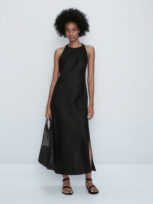 Massimo Dutti Kleider: Schwarzes Leinen Massimo Dutti Kleid – Gebraucht aus Luzern von Soeuv