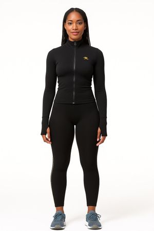 Ensemble de sport femme noire logo doré