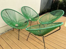 4 Acapulco Gartenstühle in Grün – modernes Lounge-Design